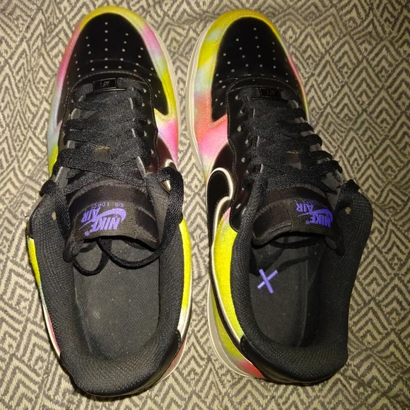 Nike Air Force 1 Low Black Tie Dye Mens Size 1 - Picture 12 of 13